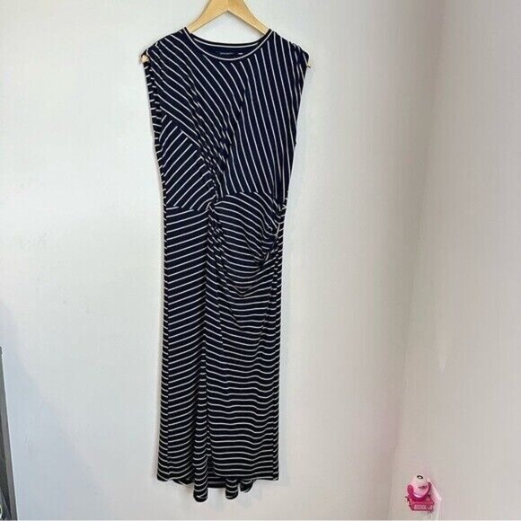 Banana Republic Stripe Twist FrontMidi Dress Size Medium Black & White - Picture 5 of 15